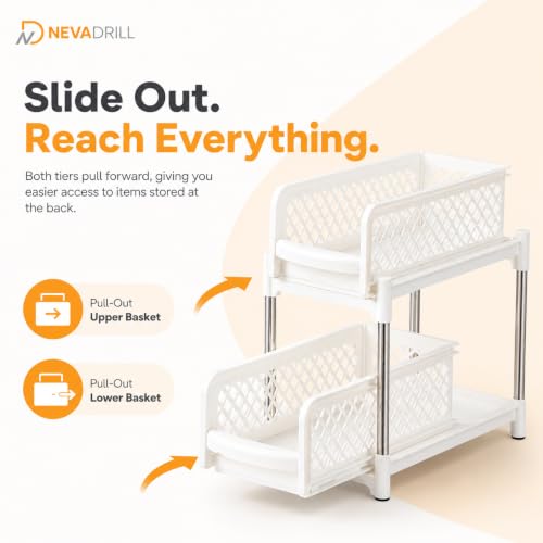 Image of 2 Tier Sliding Storage Organiser, White [ND-1815]