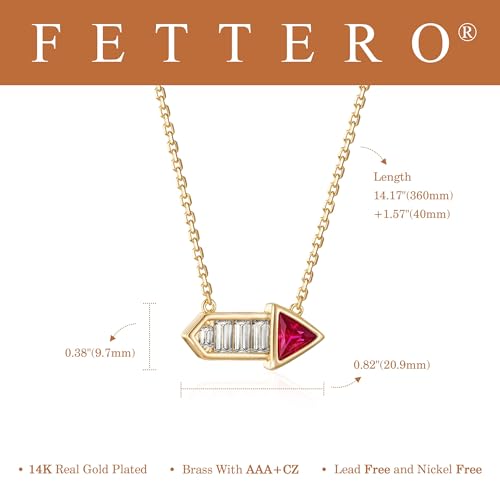 Fettero Dainty Gold Necklace for Women, 14K Gold Plated Cute Bar Pendant Choker Necklaces Simple Trendy Bar Necklaces Jewelry