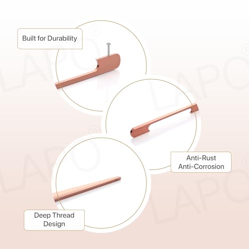 Image of LAPO 36 Inch Pull Handles Set for Drawer, Wardrobe and Office Cupboard Use, Strong Hand Grip, Durable Build Quality, Hole to Hole Size 86.5 cm, Quick Mount Setup (Rose Gold, Pack of 2)