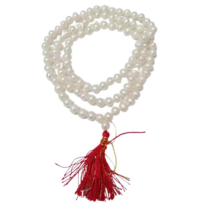 ARKN White Pearl sJaap Mala for Pooja,Worship, Wearing and Gifting (108+1 Beads) | Natural & Certified | Astrological Beads | Positive Effect | Unisex Both for Men & Women (8 MM)-image-3