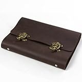 Ancicraft Leather Journal Diary Notebook A5 Refillable with Clasp 6-Ring Binder Lined Craft Paper (D