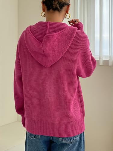 Image of SOLY HUX Zip Up Cardigan for Women Hooded Cardigan Sweater Knitted Drop Shoulder Fall Clothes Winter Hoodies Outerwear
