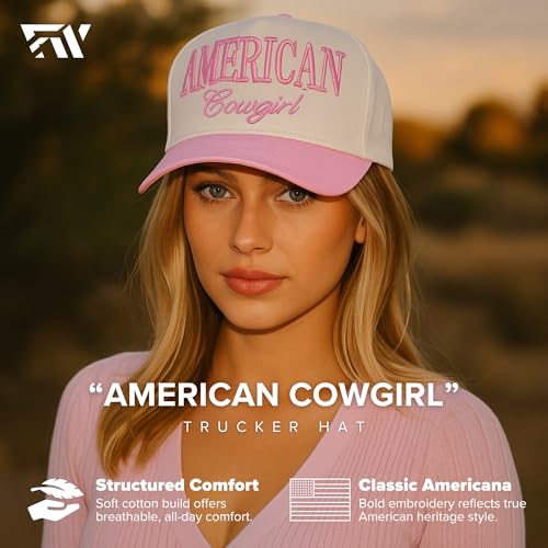 Image of Country Trucker Hat - Western Snapback Baseball Cap - Vintage Embroidered Hat for Men & Women