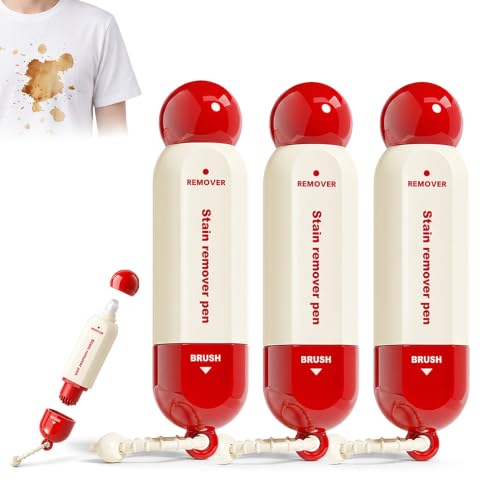 Image of Double-Headed Instant Stain Remover Pen - Dual-Tip Waterless Stain Remover for Oil, Wine & Food Stains, Compact Travel Spot Cleaner for Clothes, Office, Car, Home,3 Pcs - Red