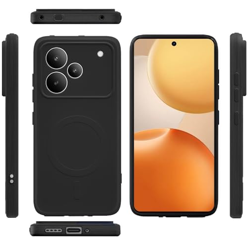 Image of Back Cover Compatible for Realme P4 Pro 5G | MagFit Ring Design (Non-Magnetic) | Shockproof | Anti-Slip Grip | Raised Camera Edges | Slim Protective Case for Realme P4 Pro 5G (Matte Black)