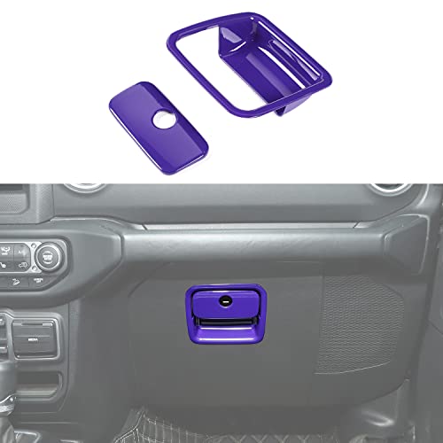 RT-TCZ Glove Box Compartment Handle Trim Cover Co-Pilot Storage Organizer Lock Interior Accessories for Jeep Wrangler 2018-2021 JL JLU Gladiator JT (Purple)