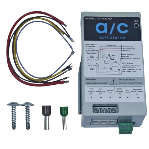 16-32A AC Soft Start Module Compatible with 4-7 Ton air conditioners Reverse Motor Protection Reduces Startup Current Compatible with Home use RV generators and Public Power Sources