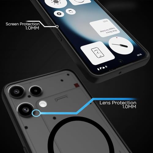 Image of RIGGEAR Shockproof Sleek Hybrid Armor Upgraded C-Shaped Magnetic Back Cover Case Compatible with MagSafe Accessories for Nothing Phone 3a Lite 5G (Smoke Black Matte PC + Black TPU Bumper)