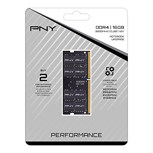 Image of PNY Performance 16GB DDR4 DRAM 3200MHz (PC4-25600) CL22 (Compatible with 2933MHz, 2666MHz, 2400MHz or 2133MHz) 1.2V Notebook /Laptop (SODIMM) Computer Memory Kit - MN16GSD43200-TB