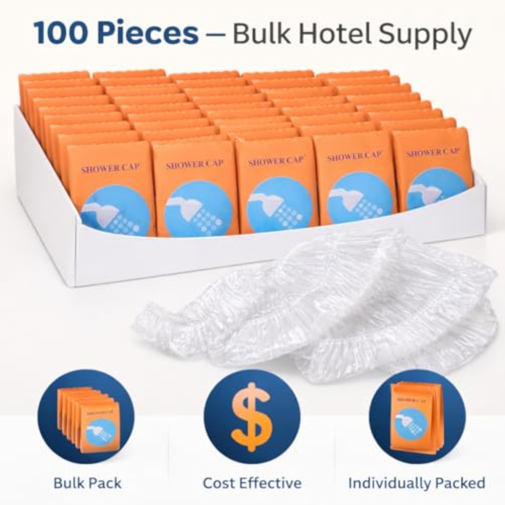 100 PCS Disposable Shower Caps for Hotels and Spas