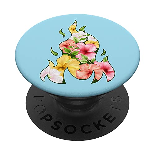 Coconut Girl Aesthetic Hibiscus Flame PopSockets Swappable PopGrip, Black