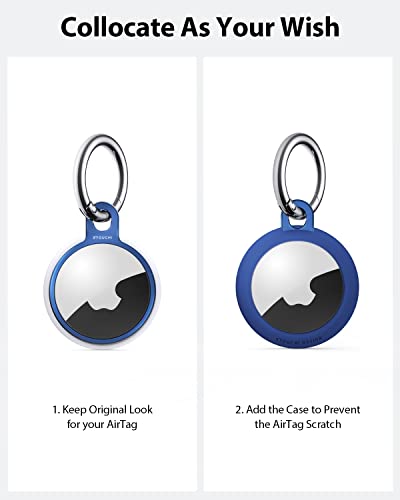 Image of Stouchi 2 Packs Holder Key Ring for Air Tag with Soft TPU Case | Stainless Steel Invisible Slim Keychain for Airtag 2nd Gen (2026) & 1st Gen Finder Items, Dog, Key, Backpacks Blue Red