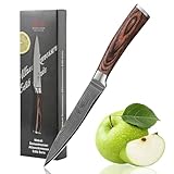 WAKOLI Couteau de universel Polyvalent en Acier Damas I Lame tranchante de 12,5 cm en acier damas à 67 couches avec noyau VG10 et manche en bois de pakka I Couteau de cuisine professionnel, Edib