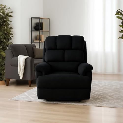 Image of Solis Royale 1 Seater Recliner Sofa Chair | Motorized Recliner Lounge Sofa Chairs for Relaxing | Comfortable Cushioned | Living Room, Bedroom, Office (Luxe-Nap - Black, Luxe-Nap - Fabric)