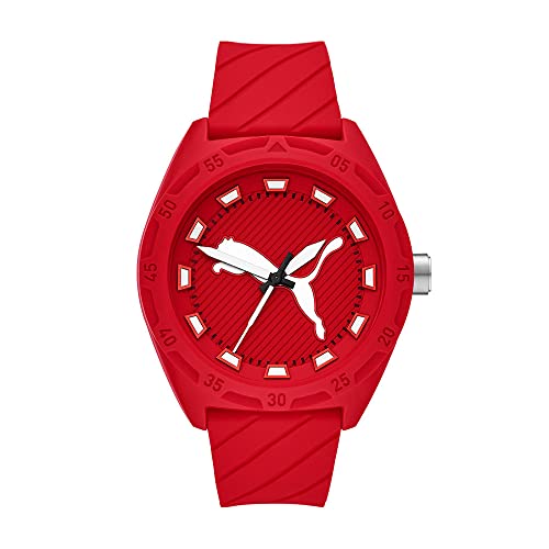 PUMA Reloj de cuarzo para hombre con correa de silicona, rojo, 24 (modelo: P5090)