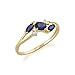 anillo de Oro Amarillo 9 de Quilates Clásico con Zafiro Kanchanaburi y Diamante 0 Imagen de anillo de Oro Amarillo 9 de Quilates Clásico con Zafiro Kanchanaburi y Diamante 0