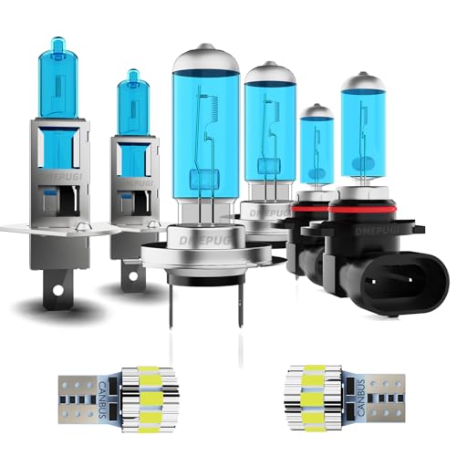 Image of headlight bulbs Compatible With Sonata 2002-2005 Halogen lights,h1 High Beam+ h7 /H8 /H9 Low Beam+ 9006 Fog Lights Kits+ License Plate Lights,Plug N Play,Pack of 8