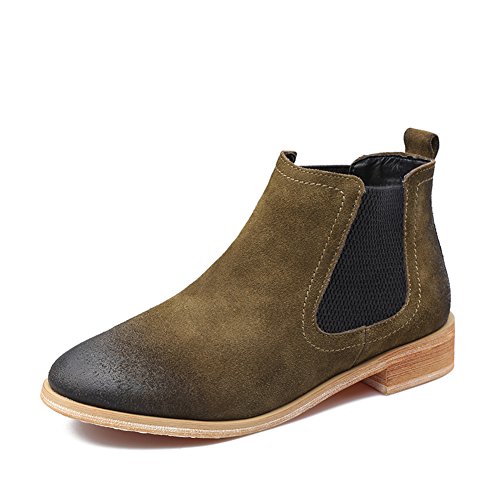 Bottes basses en cuir daim bout rond style espadrilles vintage