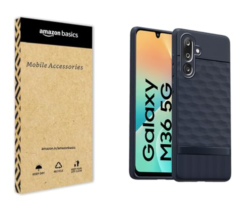 Image of amazon basics TPU Soft Back Cover for Samsung Galaxy M36 5G | Full Camera Protection | Flexible Shockproof Back Case for Samsung Galaxy M36 5G (Blue)