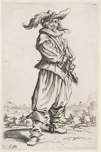 Pintura murales decor Jacques Callot cuadro de lienzo de soldado con sombrero de plumas 60x90cm
