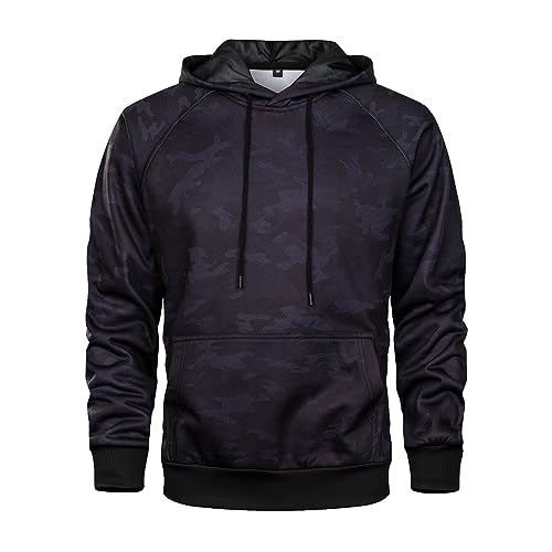 Image of AOTORR Men's Pullover Hoodie Blend Fleece Long Sleeve Contrast Color Military Sweatshirt with Kanga Pocket