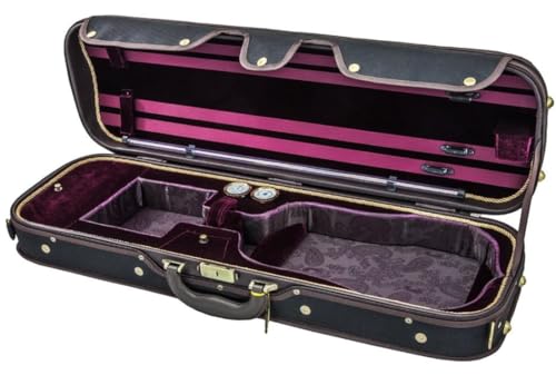 SKY Violin Oblong Case VNCW03 Solid Wood with Hygrometers Black/Magenta