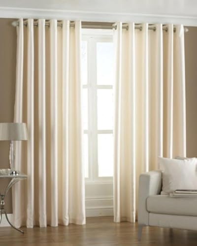 Exporthub 2 Piece Eyelet Polyester Door Curtain - 7 feet, Cream