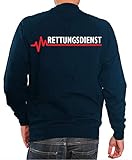 FEUER1 Sweatshirt Navy, Rettungsdienst mit roter EKG-Linie L