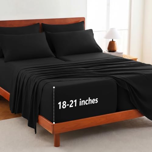 Image of CozyLux 7-Piece Split King Sheets, Fits 18-21 Inch Mattresses, Oeko-TEX