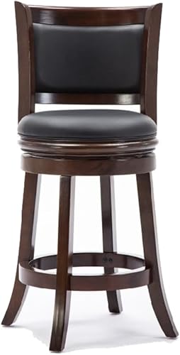 Miniatura 3 de Benjara Taburete giratorio redondo de madera con asiento y respaldo acolchados, marrón