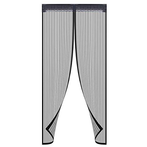 Fliegengitter Tür Magnet Insektenschutz Der Magnetvorhang ist Ideal für die Balkontür, Kellertür Und Terrassentür, Kinderleichte Klebemontage Ohne Bohren (90 * 210cm/black) Cover