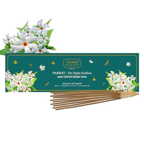 Image of Nyassa Parijat Incense - Premium, Hand Dipped, Hand Rolled, Highly Scented Indian Incense Sticks-50 Grams