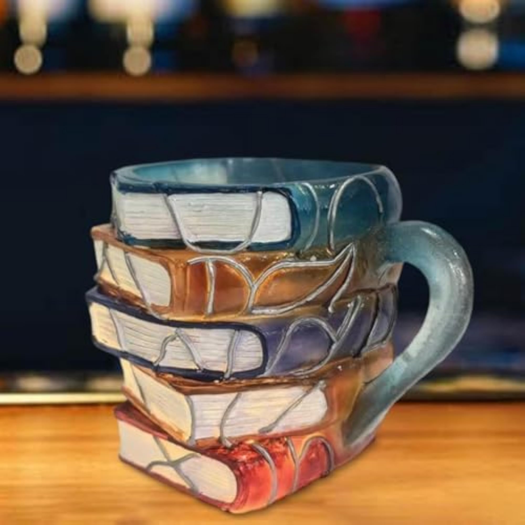 3D Painted Stacked Books Shaped Mug
