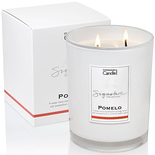 Image of Luxury Scented Candles Gifts for Women | Natural Wax Blend | 65 Hours Burn time | Hotel Collection | The Copenhagen Company - Pomelo (21oz)
