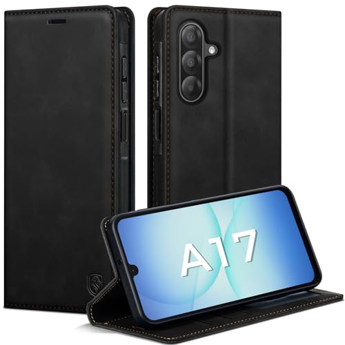 AIMOYU Handyhülle für Samsung Galaxy A17 5G Hülle Premium Lederhülle Flip Case Magnet Tascher Kartenfach Standfunktion Klapphülle Schutzhülle für Samsung A17 5G Hülle Schwarz