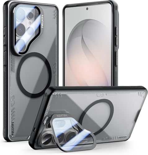 Image of PRITO Nilkin Magnetic Case for Samsung S26 Ultra, Shockproof Protection with MagSafe, Never Yellowing and Biodegradable Material, with Stand & Camera Lens Cover (Black, Samsung S26Ultra)