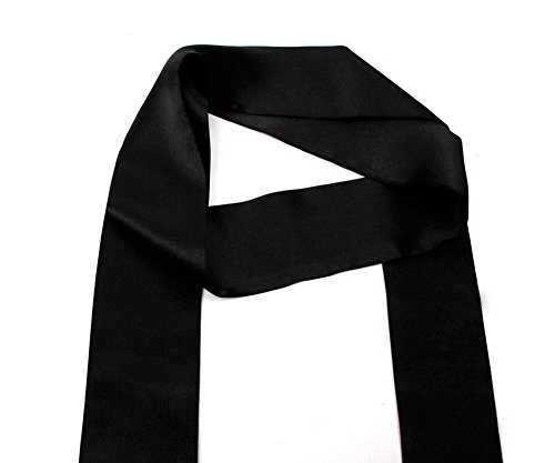 1Pcs Black Long 200Cm/2.18 Yards Multifunction Women Lady Girl Skinny Thin Chiffon Long Tie Scarf -Silk Scarves Bag Band Belt Neckerchief For Spring Summer #TOP5
