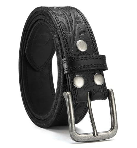 Image of CHAOREN Mens Belts Casual for Jeans - Full-Grain Leather, Durable Cowhide | Solid Buckle, Classic Style, Handmade, Daily Wear, Gift Box