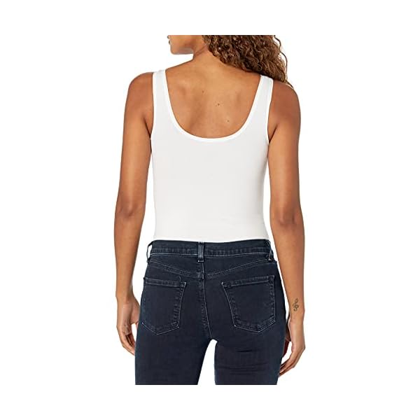 Yummie Women's Ruby Cotton Seamless Shaping Full Back Bodysuit, White, Medium/Large