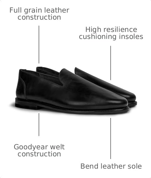 Image of The Montana, Leather Slip On Loafers, Business Casual Shoes for Men, Mens Dress Sneakers, Men's Boat Shoe, Slipper & Moccasins Alternative, Comfortable Dressy Brown & Black, Non Slip Work Loafer