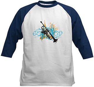 CafePress Urban Trumpet Kids Baseball Jersey Kids Cotton Baseball Jersey, 3/4 Raglan Sleeve Shirt Navy/White