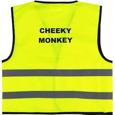 Unisex Kids High Visibility Vest Hi Vis Waistcoat with Cheeky Monkey Writing at Back (1/2 Years, Yellow) Cover
