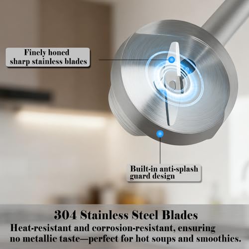 Image of Handheld immersion Blender 11-Speed, 1000W Immersion Blender with Anti-Splash Design, Stainless Steel Blade for Blending Soup, Smoothies, Mayonnaise,Making Food Is More Convenient