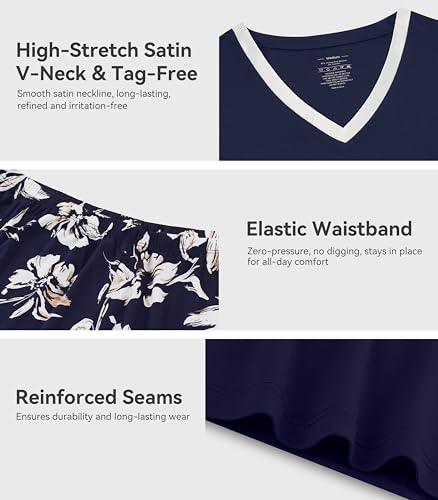 Image of WiWi Viscose from Bamboo Pajamas Set for Women Super Soft Short Sleeve Cooling Summer Plus Size Pjs Sets Sleepwear S-4X