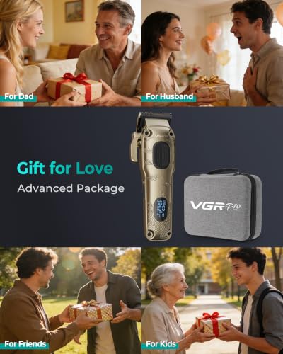 Image of VGRPRO Hair Clippers for Men Professional, Cordless & Corded Barber Clipper | Clippers for Hair Cutting with Package Case, Electric Grooming Kit for Home & Barber Use, LED Battery Display, Gift for Men