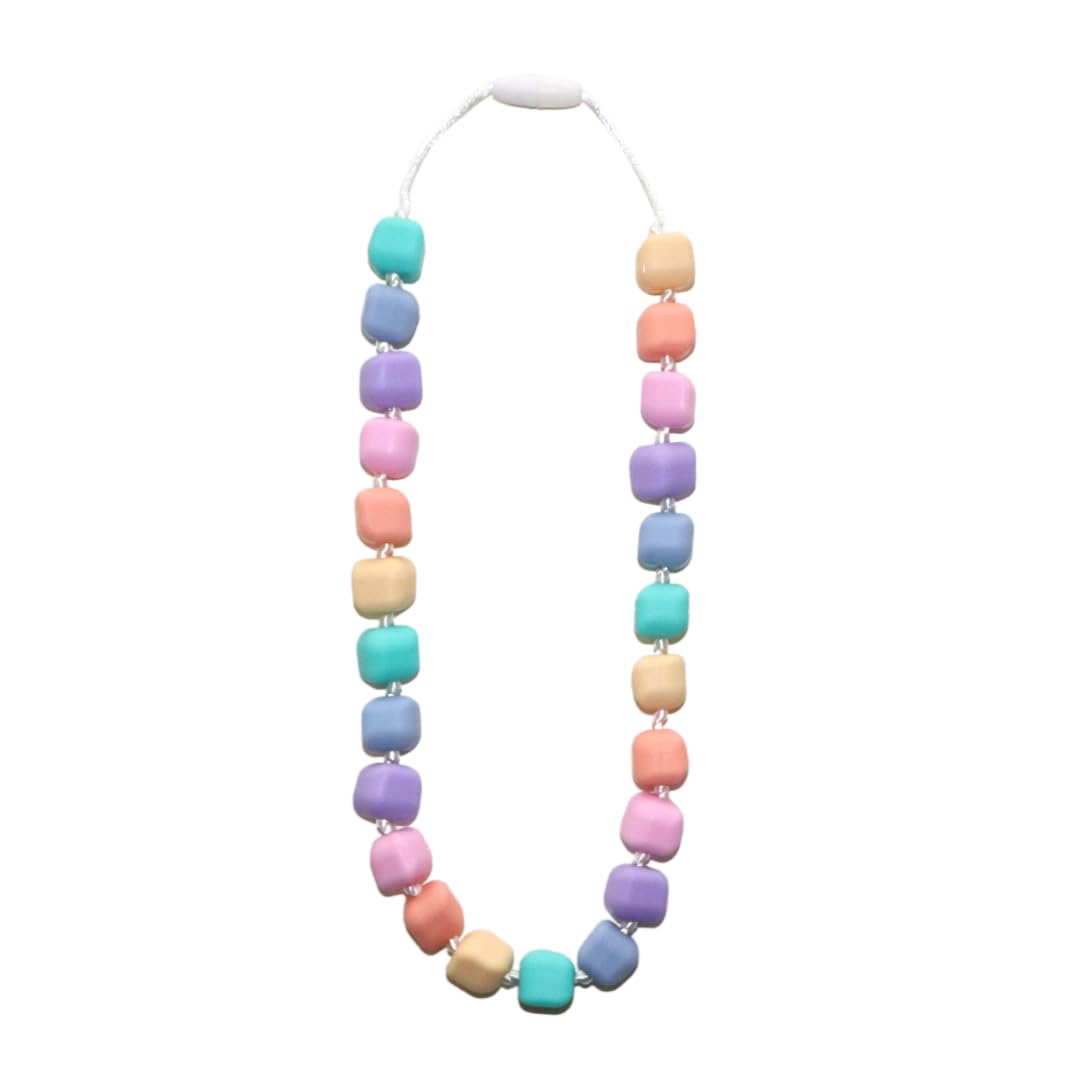 Jellystone Designs Princess and The Pea Necklace, Chew Safe, Pastel Rainbow