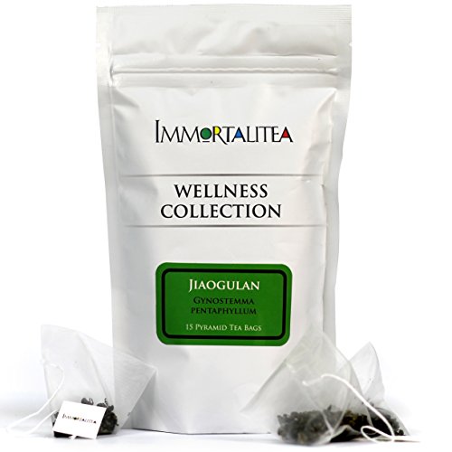 Gynostemma Tea - Jiaogulan AMPK Activator Herbal Tea - Potent Antioxidant & Adaptogenic Longevity Herb - All Natural Caffeine-Free Immortality Herb - 15 Pyramid Tea Bags