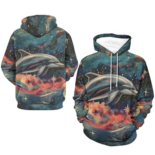 Sweat à capuche dauphin de la nébuleuse spatiale manches longues coupe unisexe S