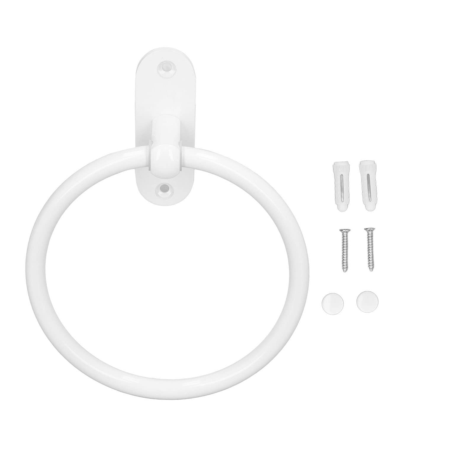 Bathroom Towel Holder Wall Mounted, Heavy Duty Aluminium Alloy Towel Rack, Space Saving Round White Bathroom Accessory for Home Use