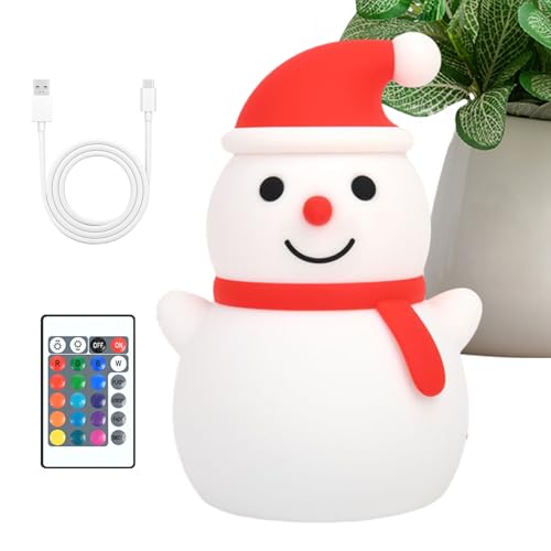 Luz Nocturna De Silicona Para Niños,Decoración LED De Muñeco De Nieve Bonito - Sensor Táctil De Silicona Luz Nocturna Recargable,Para Guardería Jardín De Infancia Dormitorio Sala De Estar